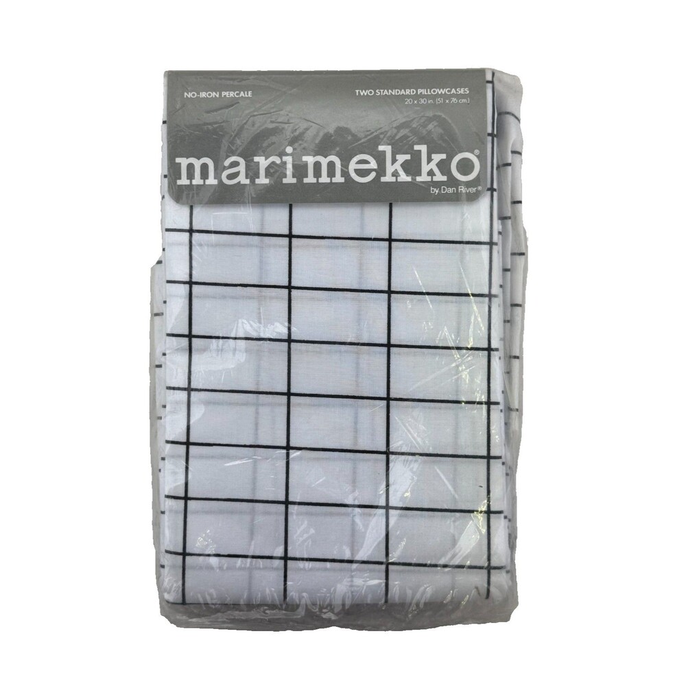 Vintage Marimekko Dan River Standard Pillowcases Black White